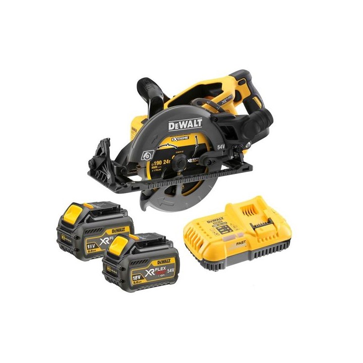 DeWalt DCS577T2-GB 54V XR Flexvolt High Torque Circular Saw with 2 x 6.0AH Batteries in Soft Storage Bag