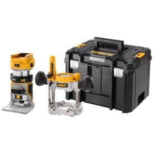 Dewalt 18v Xr Brushless 1/4in (8mm) Router Fixed & Plunge Bases - Bare Unit