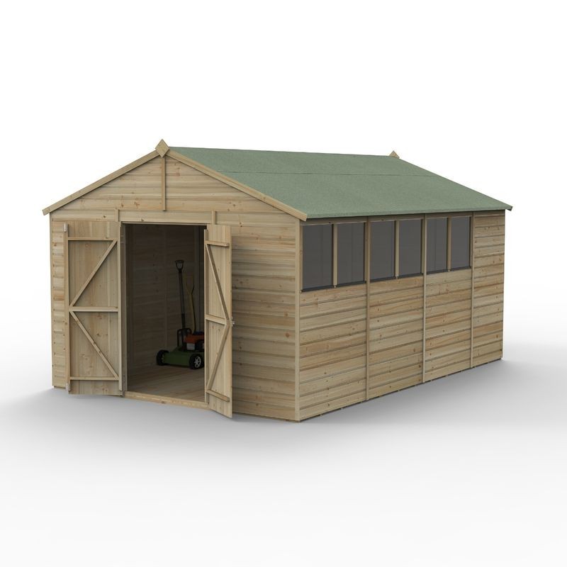 Beckwood 10x15 Apex Shed 6 Windows DoubleDoor Installed