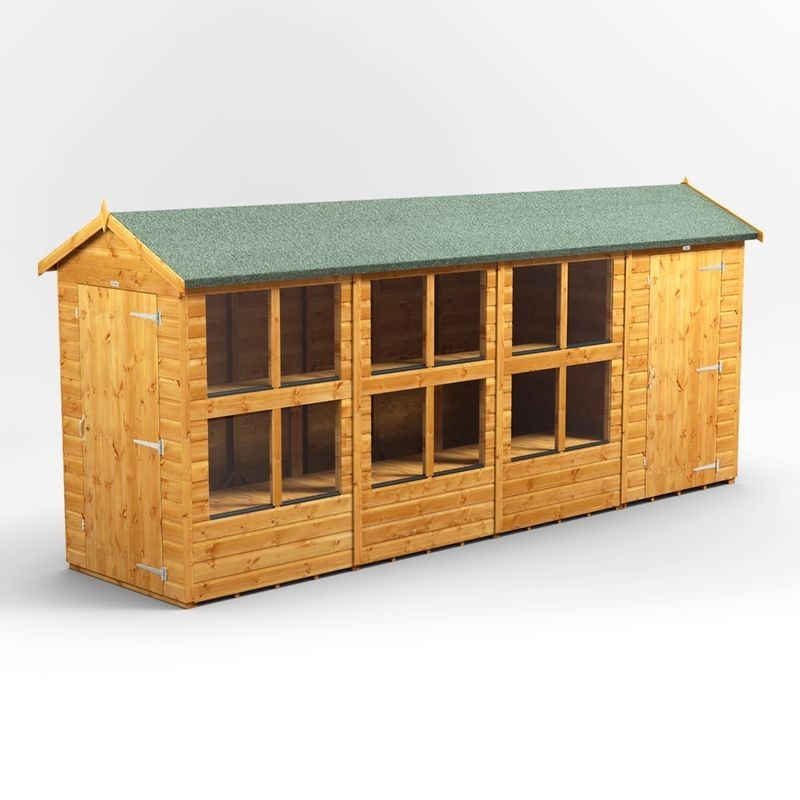 16 x 4 Power Apex Potting Shed With 4ft Side Store