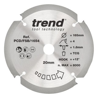 Trend PCD Fibre Cement Circular Saw Blade 165mm