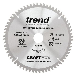 Trend Craft Saw Blade Tcp 216mm x 64T x 30mm