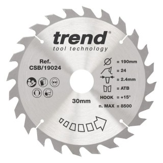 Trend Wood Circular Saw Blade 190mm x 30mm x 24T