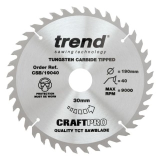 Trend Wood Circular Saw Blade 190mm x 30mm x 40T