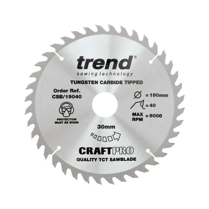 Trend Wood Circular Saw Blade 190mm x 30mm x 40T