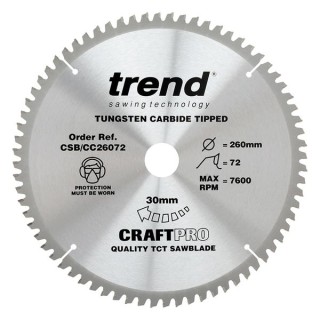 Trend Craft Saw Blade Cc 260mm x 72T x 30mm