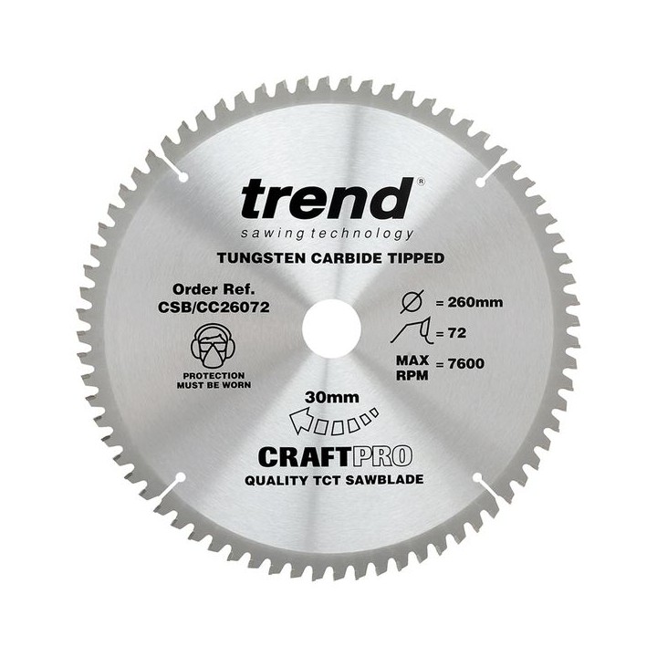 Trend Craft Saw Blade Cc 260mm x 72T x 30mm