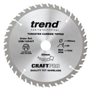 Trend Wood Cordless Circular Saw Blade 165mm x 20mm x 40T