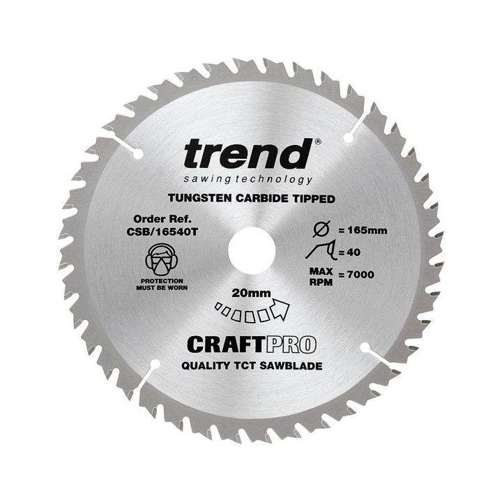 Trend Wood Cordless Circular Saw Blade 165mm x 20mm x 40T