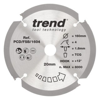 Trend PCD Fibre Cement Circular Saw Blade 160mm x 20mm x 4T