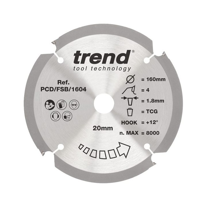 Trend PCD Fibre Cement Circular Saw Blade 160mm x 20mm x 4T