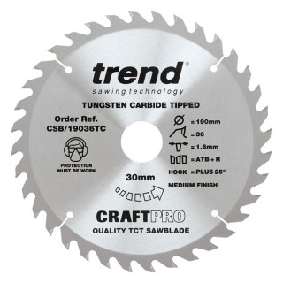 Trend Wood Cordless ATBR Circular Saw Blade 190mm x 30mm x 36T