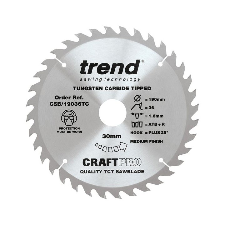 Trend Wood Cordless ATBR Circular Saw Blade 190mm x 30mm x 36T