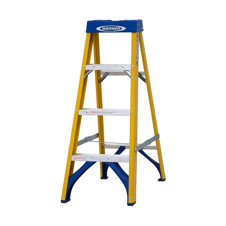Werner 7160418 Fibreglass Swingback Stepladder Trade 4 Tread