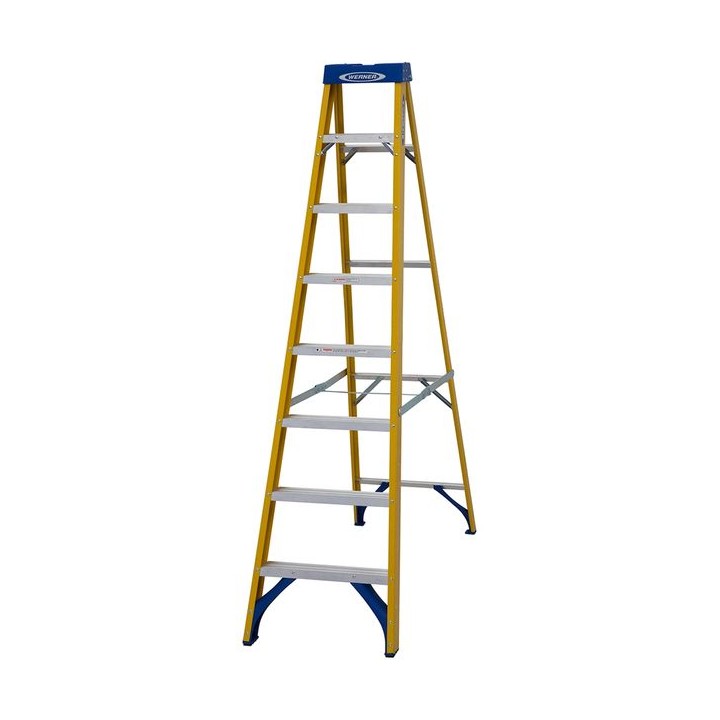 Werner 7160818 Fibreglass Swingback Stepladder Trade 8 Tread