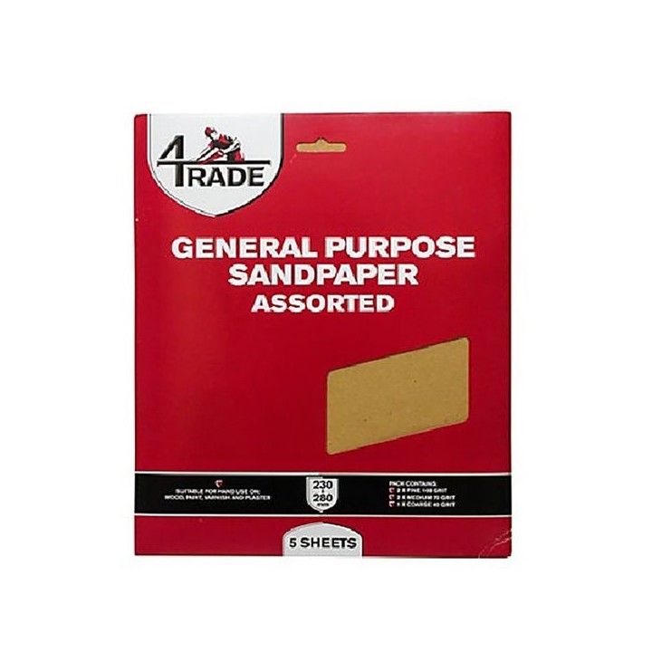 4 Trade General Purpose Sandpaper 5 Pack