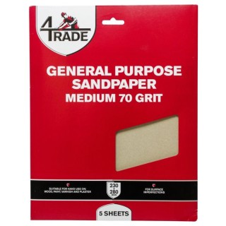 4Trade General Purpose Sandpaper 5 Pack Medium