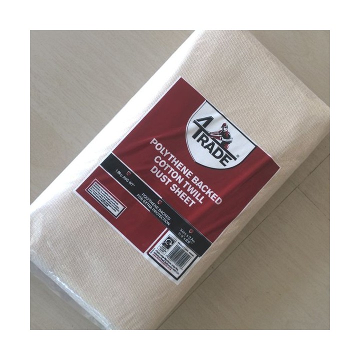 4Trade New Dust Sheet Cotton Twill Plastic 3.6 x 2.7m