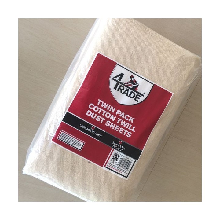 4Trade Dust Sheet Cotton Twill Twin Pack