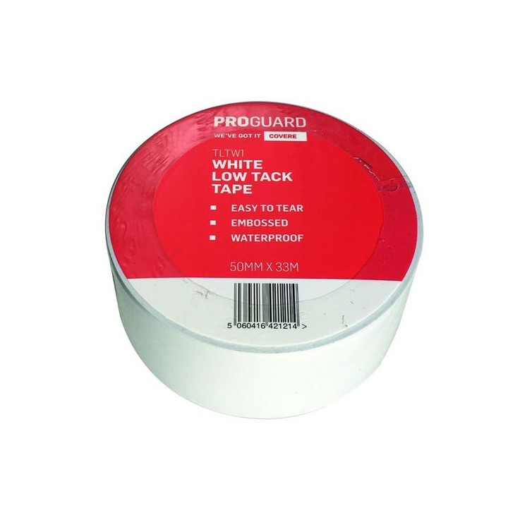 Proguard White Easy Tear Low Tack PVC Tape 50mm x 33m