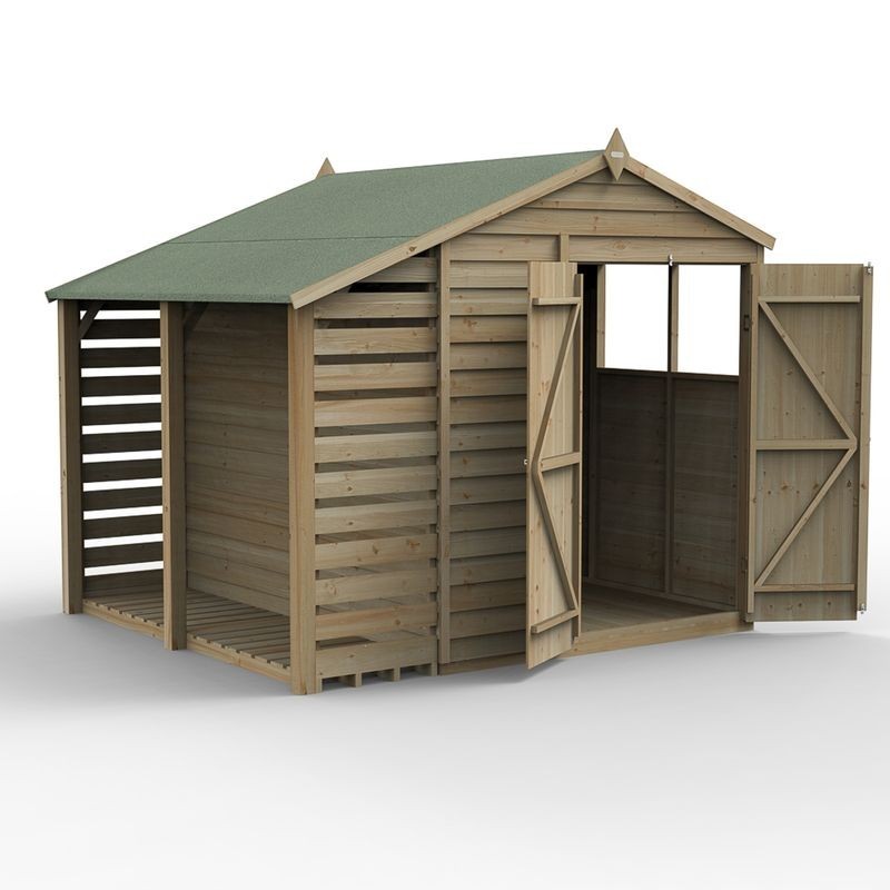 4LIFE Apex Shed 6 x 8 - Double Door - 2 Windows - with LEAN-TO Home Delivery