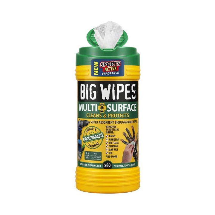 Big Wipes Multi-Surface Pro+ bio wipes tub of 80