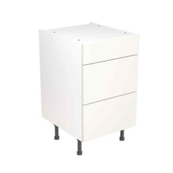 Flatpack Three Drawer Base Unit Value Slab Standard Matt White 500mm - FKKM1041