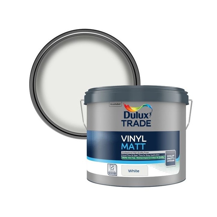 Dulux Trade Vinyl Matt Emulsion Paint 10L White