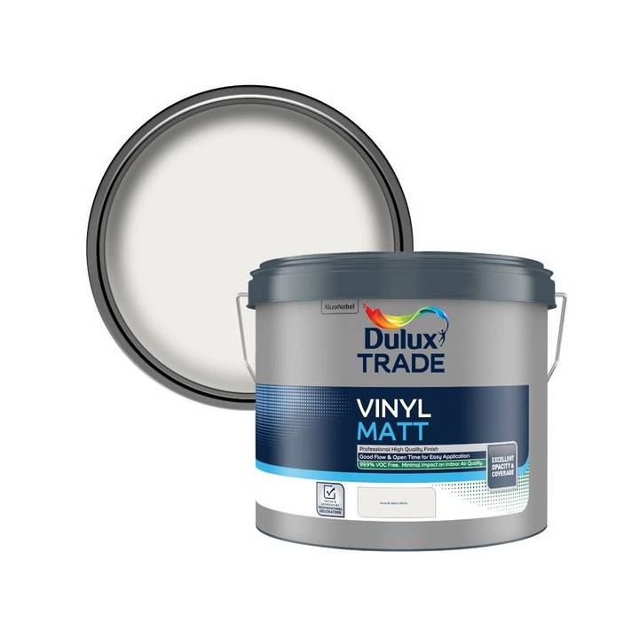 Dulux Trade Vinyl Matt 10L Pure Brilliant White