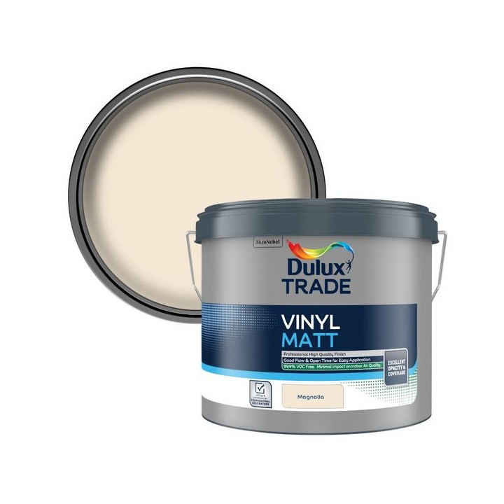 Dulux Trade Vinyl Matt Emulsion Paint 10L Magnolia