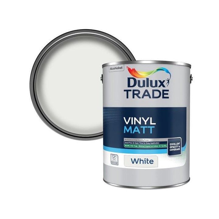 Dulux Trade Vinyl Matt Emulsion Paint 5L White