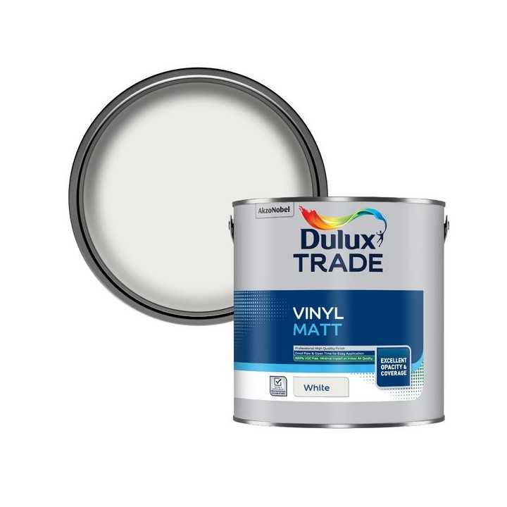 Dulux Trade Vinyl Matt Emulsion Paint 2.5L White