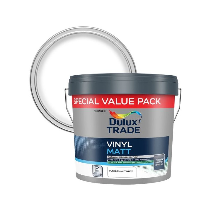 Dulux Trade Vinyl Matt 7.5L Pure Brilliant White