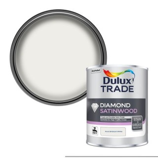 Dulux Trade Diamond Satinwood Paint - 1L Pure Brilliant White