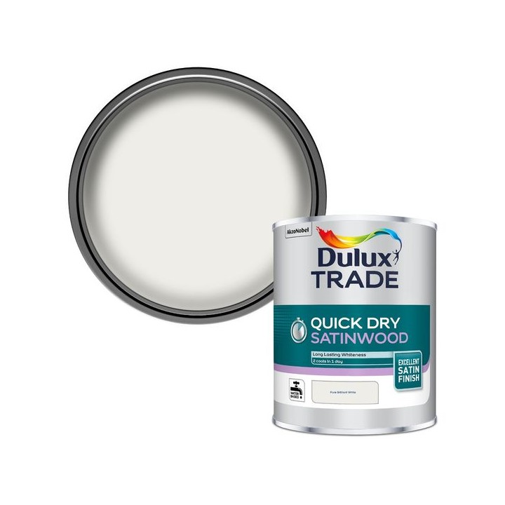 Dulux Quick Dry Satinwood Pure Brilliant White 1L