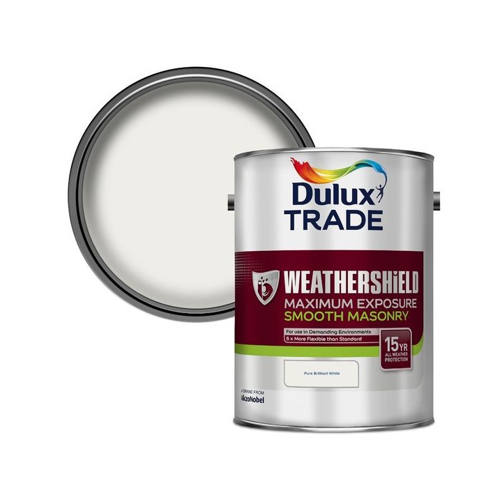 Dulux Trade Weathershield Maximum Exposure 5L Paint Brilliant White