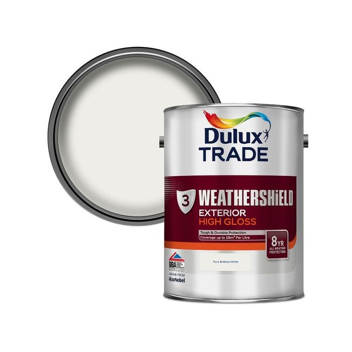 Dulux Paint Weathershield Gloss Pure Brilliant White 5L