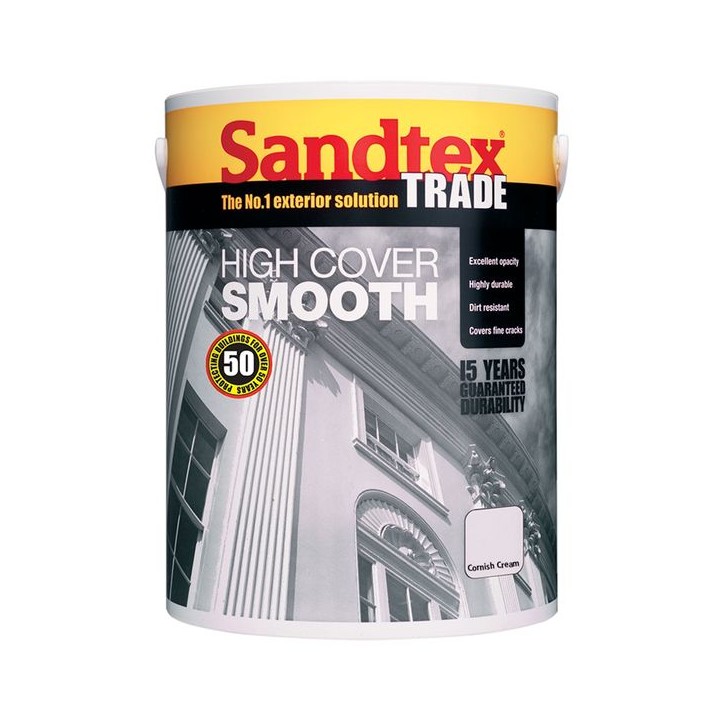 Sandtex Masonry Paint High Cover Smooth 5L Cornish Cream