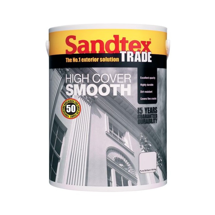 Sandtex Trade High Cover Smooth 5L Brilliant White