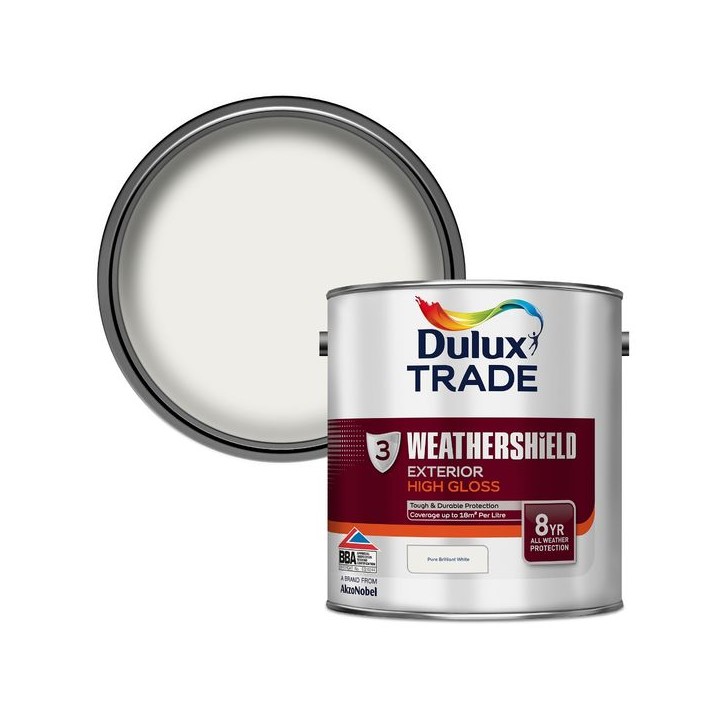 Dulux Trade Weathershield Gloss 2.5L Paint Pure Brilliant White