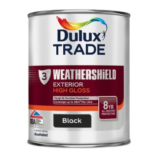 Dulux Trade Weathershield Exterior High Gloss Paint 1L Black