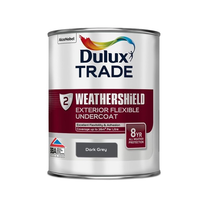Dulux Weathershield External Undercoat Paint Paint Dark Grey 1L