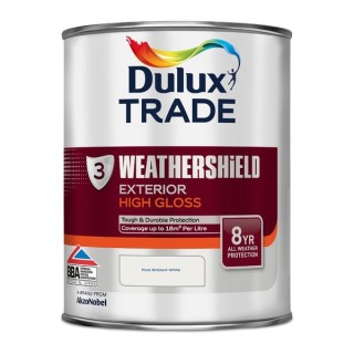 Dulux Trade Weathershield Gloss Paint  1L Pure Brilliant White