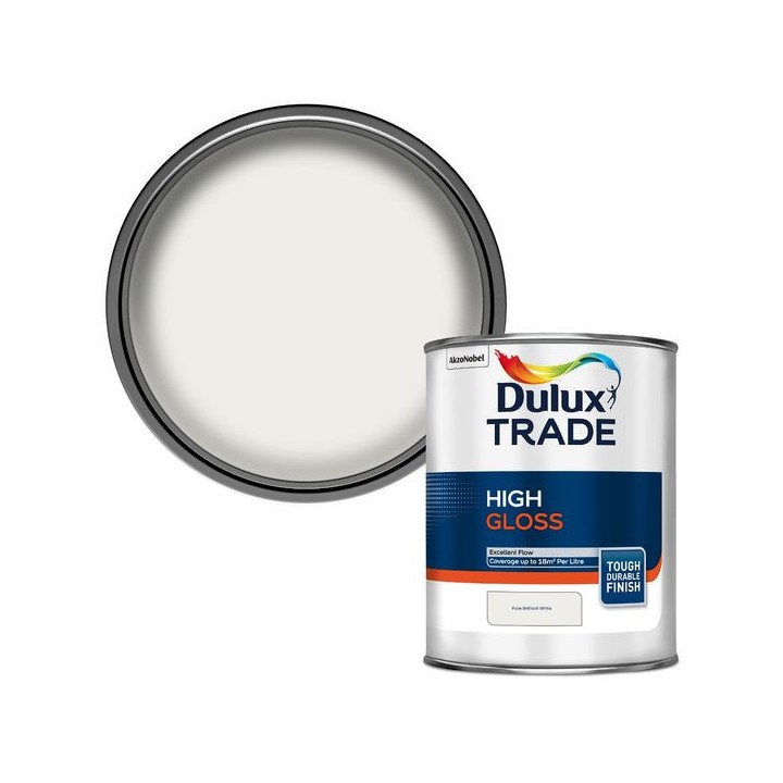 Dulux Trade High Gloss Paint 1L Pure Brilliant White