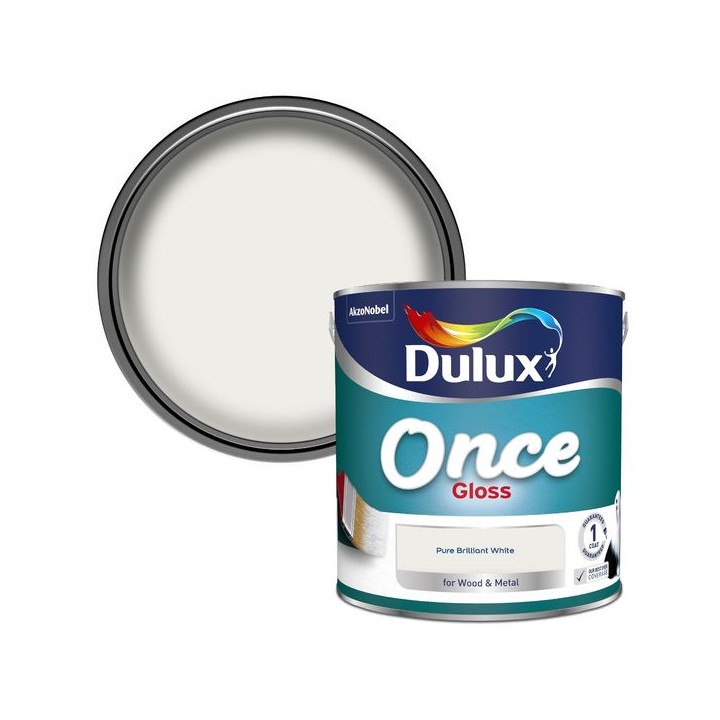 Dulux Once Gloss Paint 2.5L Pure Brilliant 2.5L White