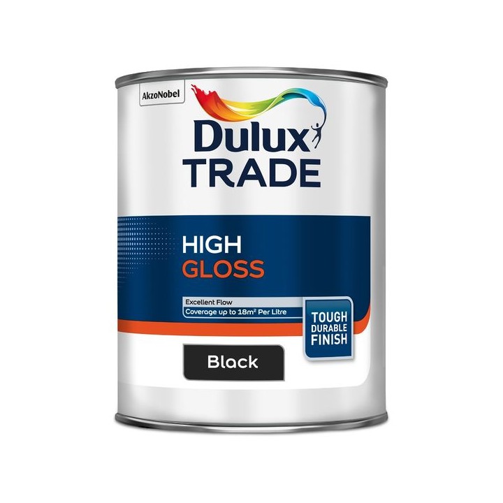Dulux Trade High Gloss Paint 1L Black