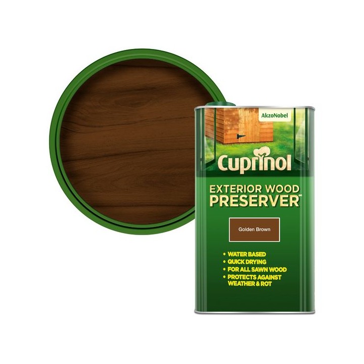 Cuprinol Exterior Quick Drying Wood Preserver Golden Brown 5L