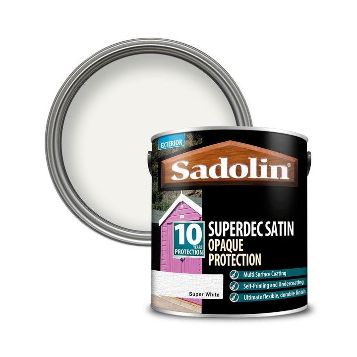 Sadolin Superdec Satin Opaque Wood Protection 2.5L Super White