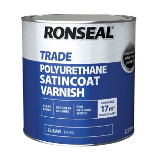 Ronseal Trade Polyurethane Satincoat Interior Varnish Satin 2.5L