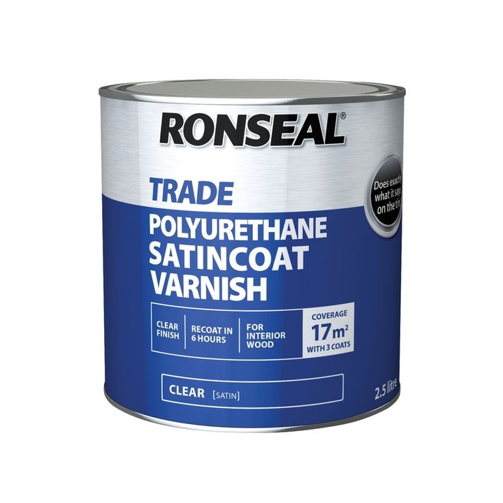 Ronseal Trade Polyurethane Satincoat Interior Varnish Satin 2.5L